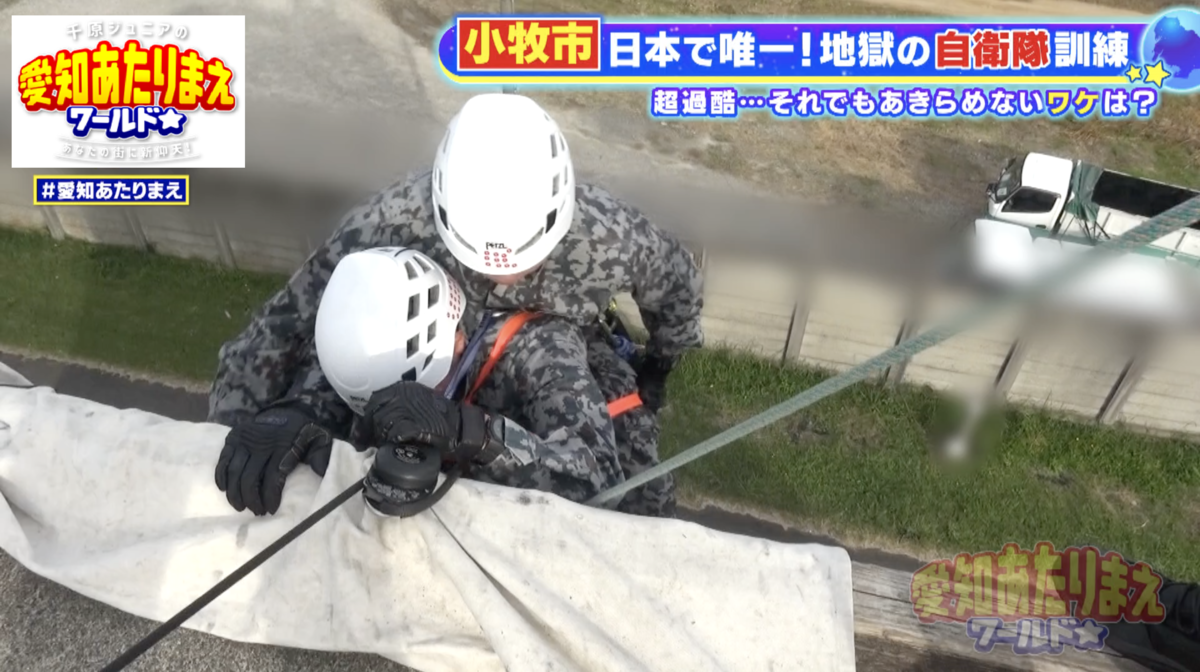 高所から地面に負傷者を運ぶ訓練をする画像