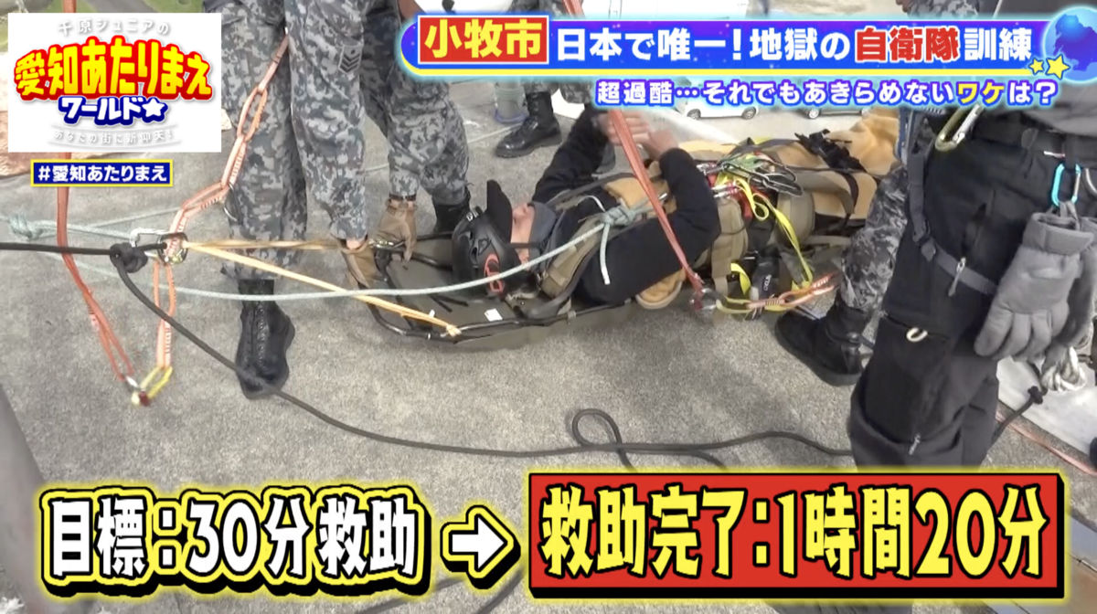 地面にストレッチャーを置いた様子