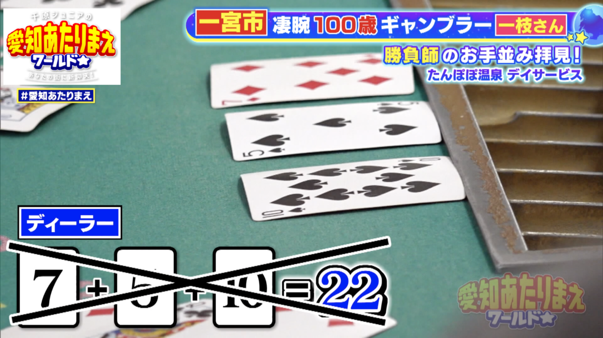 カジノテーブルでブラックジャックを楽しむ様子