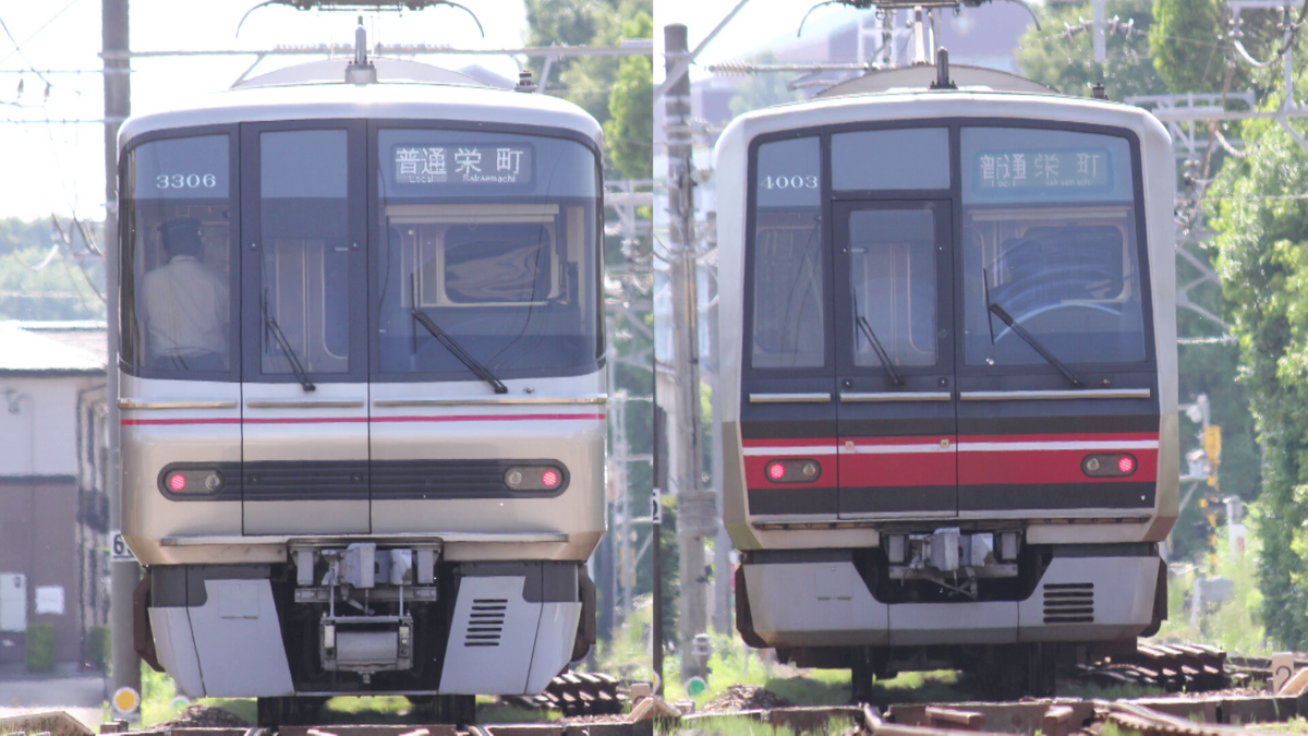 1編成だけ画像左の3300形が走行